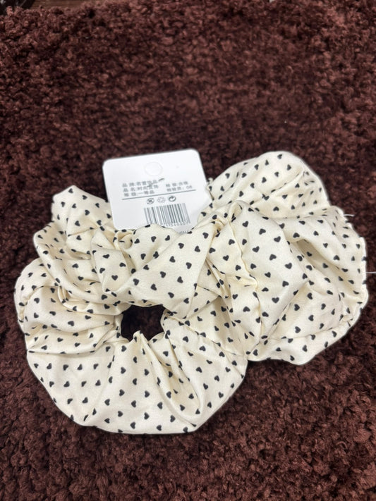 Korean Heart Print Large Scrunchies Combo - 2Pc Set