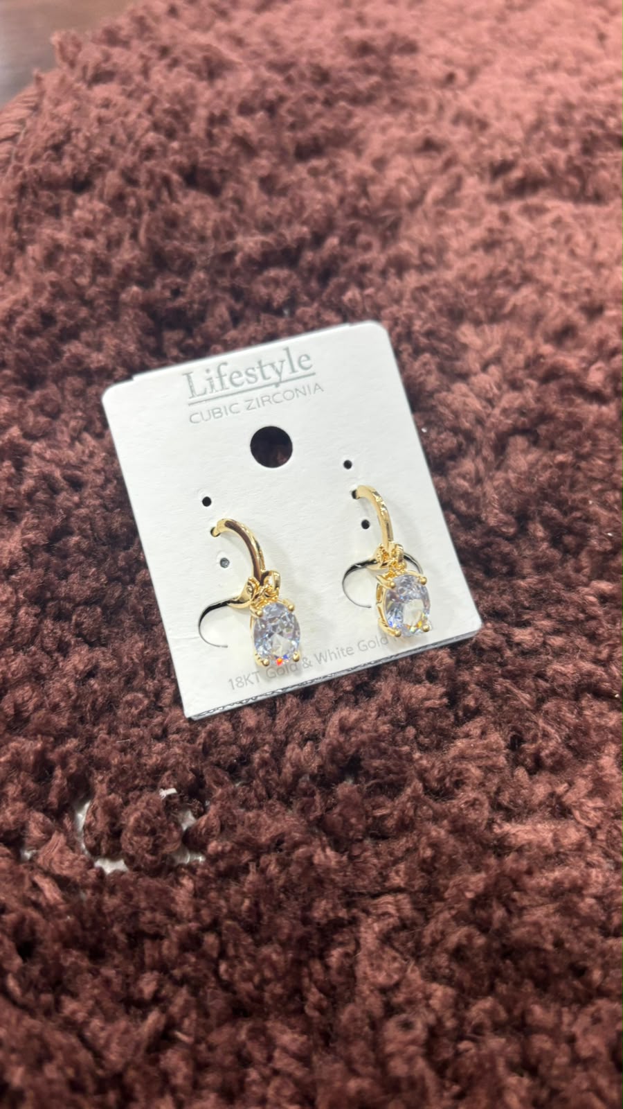 Anti-Tarnish Oval Solitaire Hoop Earrings