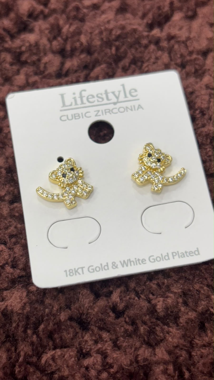 Anti-Tarnish Pave Crystal Tiger Earrings