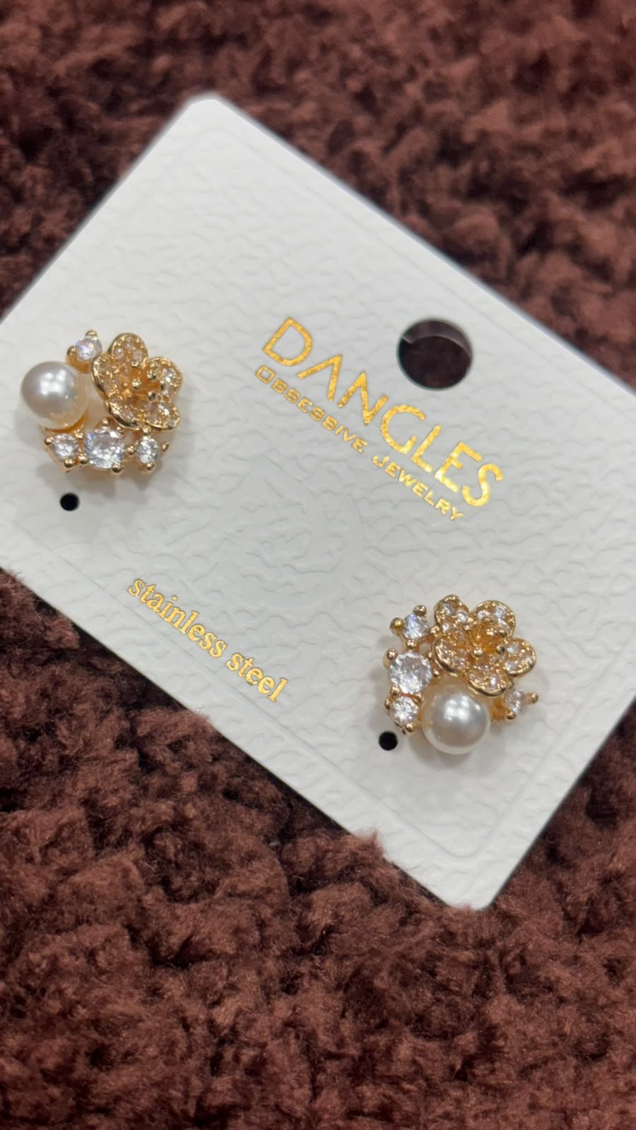 Anti-Tarnish Asymmetric Cherry Blossom Pearl Earrings