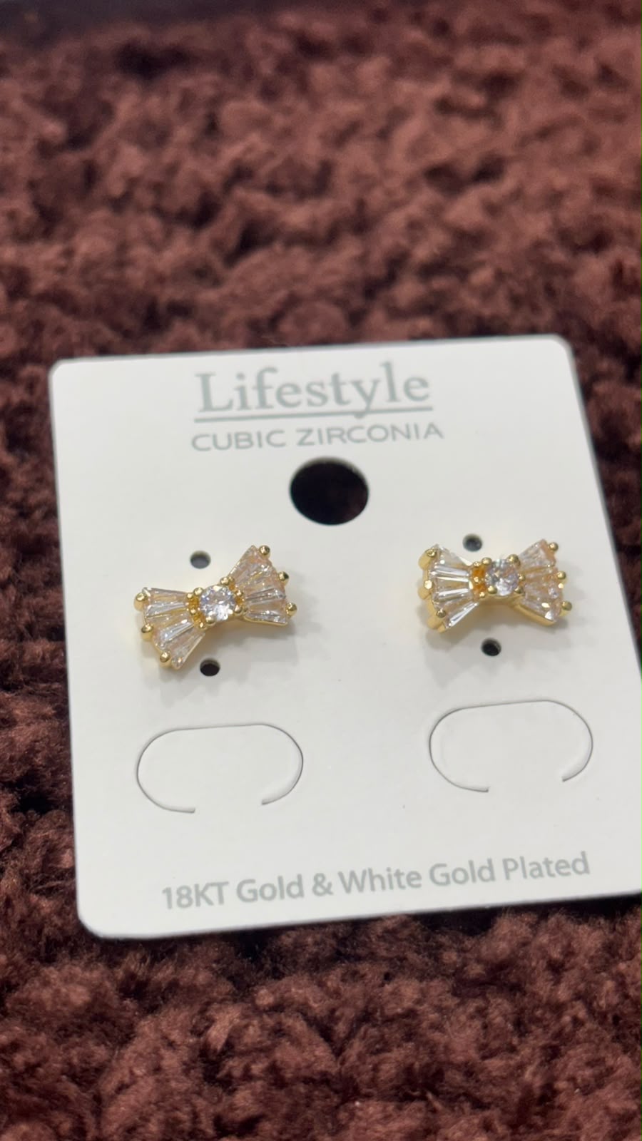 Anti-Tarnish Baguette Crystal Bow Earrings