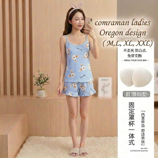 Premium Korean Padded Cami Short Night Suit Set
