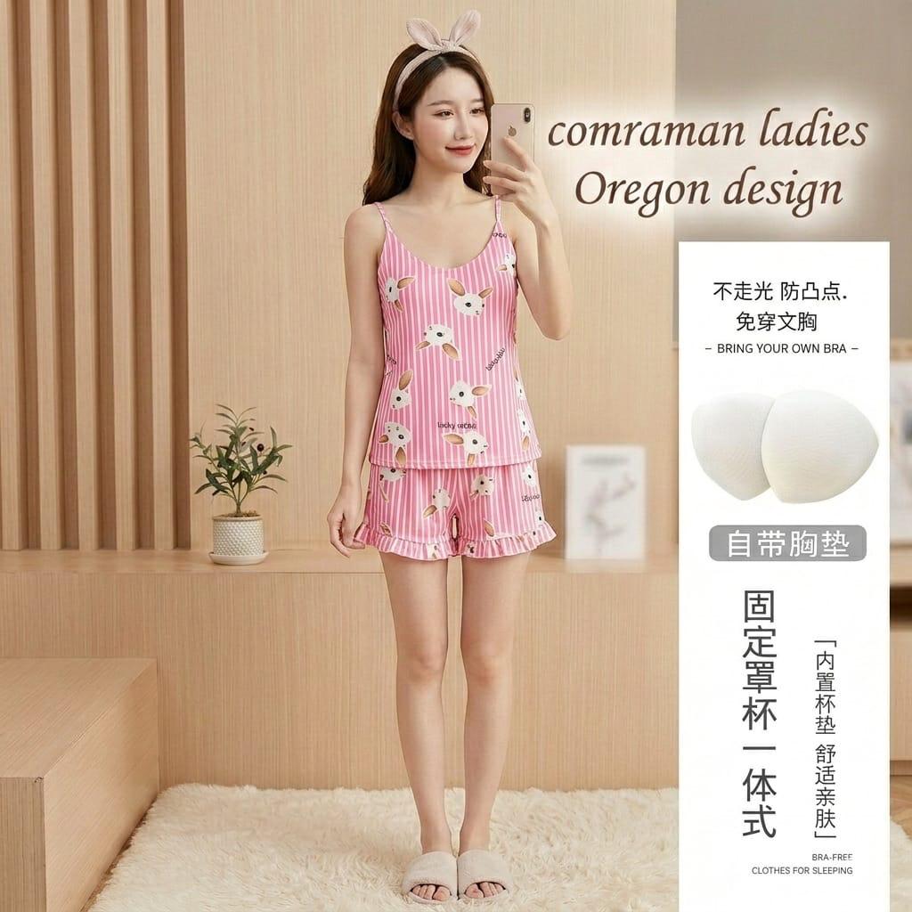 Premium Korean Padded Cami Short Night Suit Set