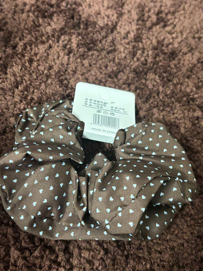 Korean Heart Print Large Scrunchies Combo - 2Pc Set