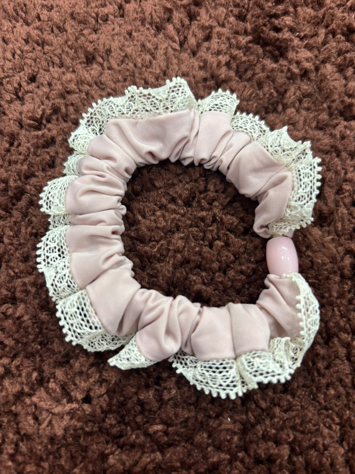 Korean Lace Frill Bead Scrunchie