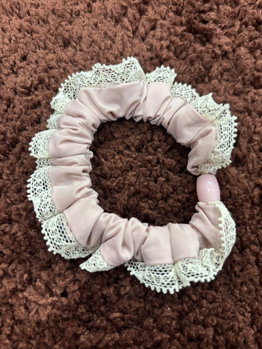 Korean Lace Frill Bead Scrunchie