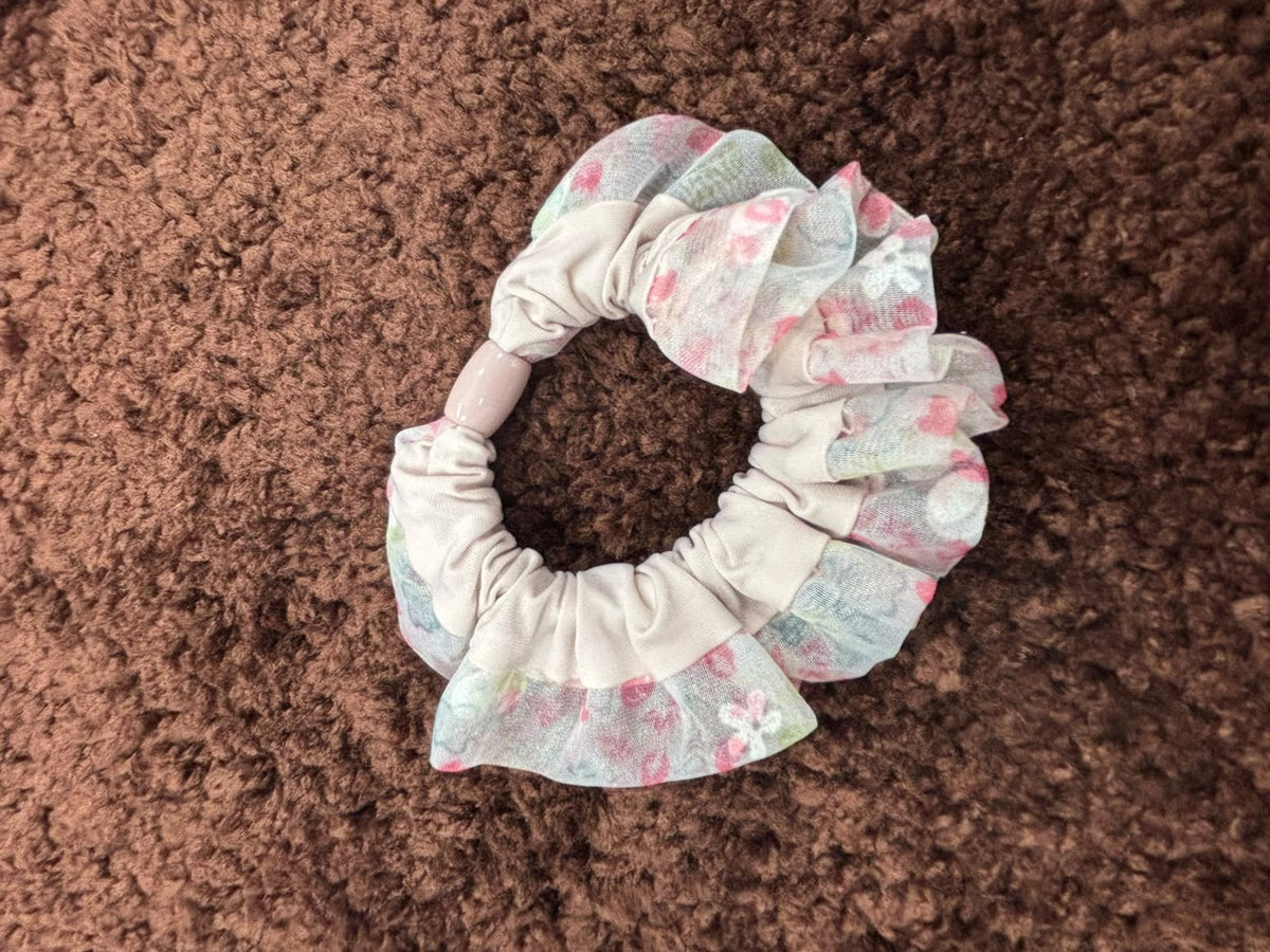 Floral Frill Bead Scrunchie