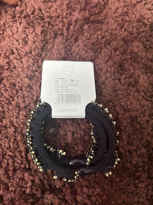 Korean Party Wear Bead Scrunchies - 2Pc Set