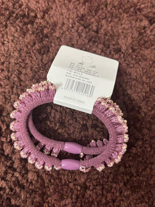 Korean Party Wear Bead Scrunchies - 2Pc Set
