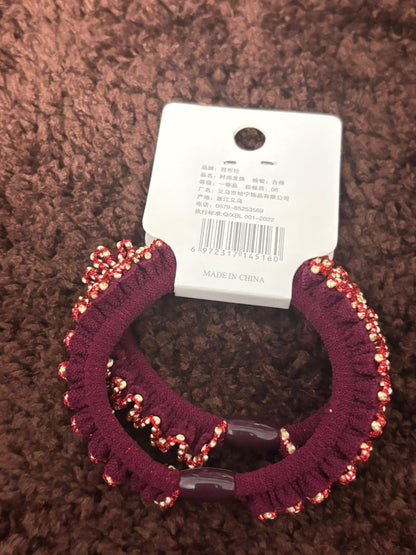 Korean Party Wear Bead Scrunchies - 2Pc Set