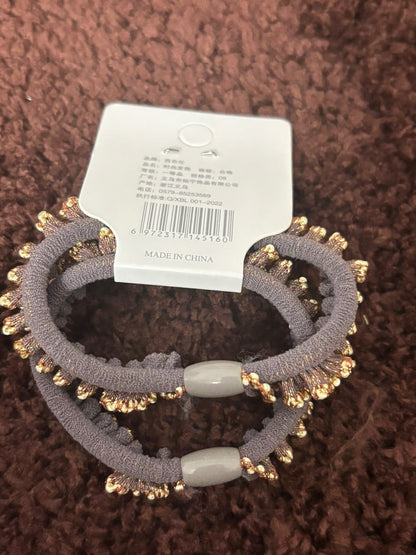 Korean Party Wear Bead Scrunchies - 2Pc Set