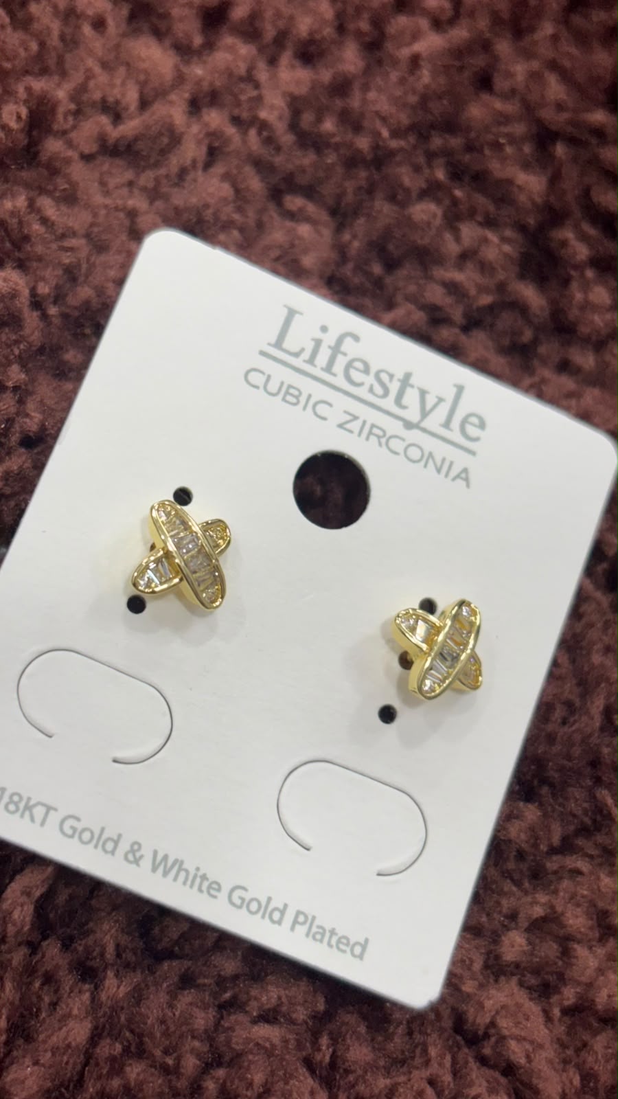 Anti-Tarnish Criss-Cross Shape Studs
