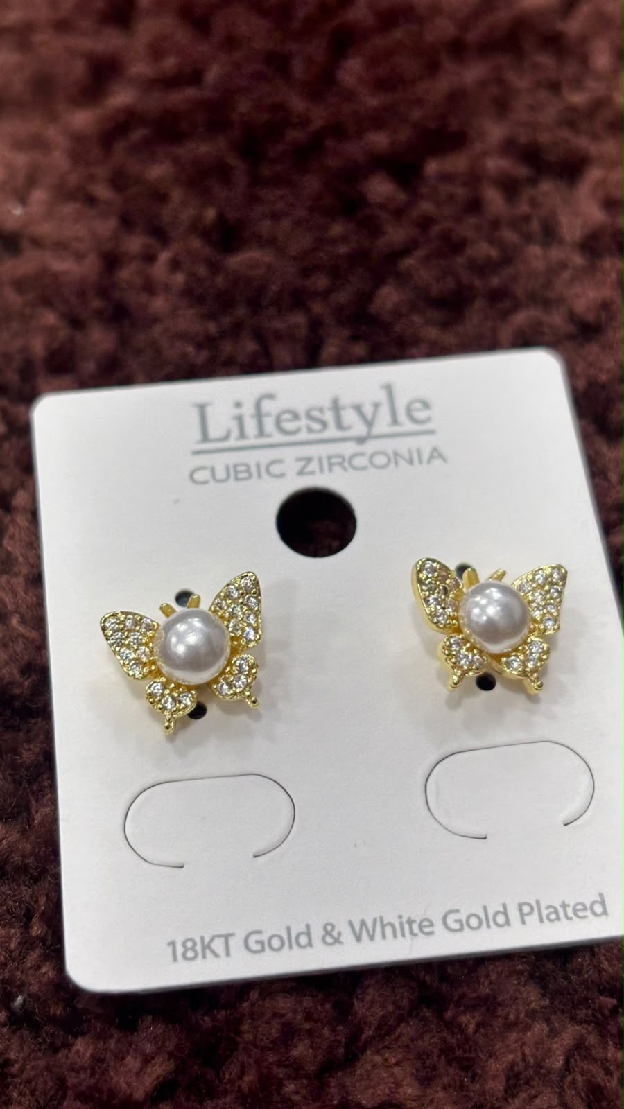Anti-Tarnish Butterfly Pearl Studs