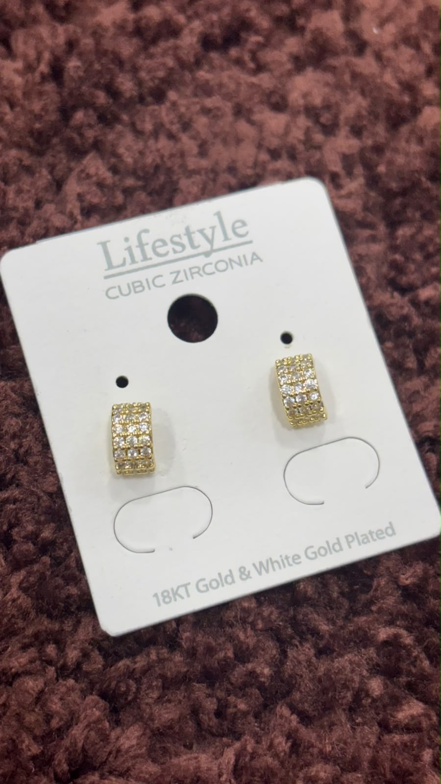 AntI-Tarnish Triple Row Zirconia Hoop Earrings