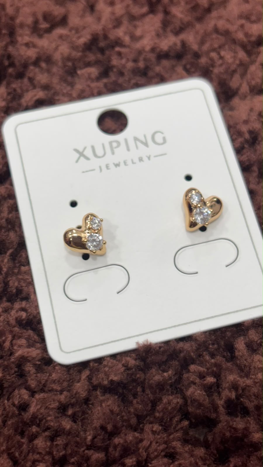 Anti-Tarnish Asymmetrical Double Zircon Heart Earrings
