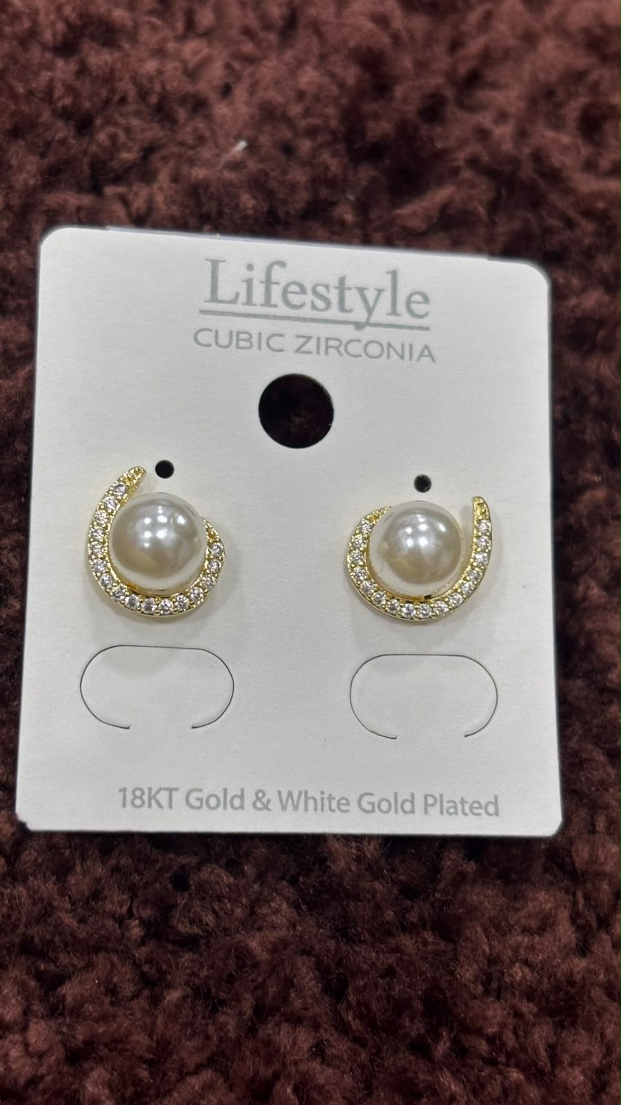 Anti-Tarnish Crescent Moon Pearl Halo Earrings