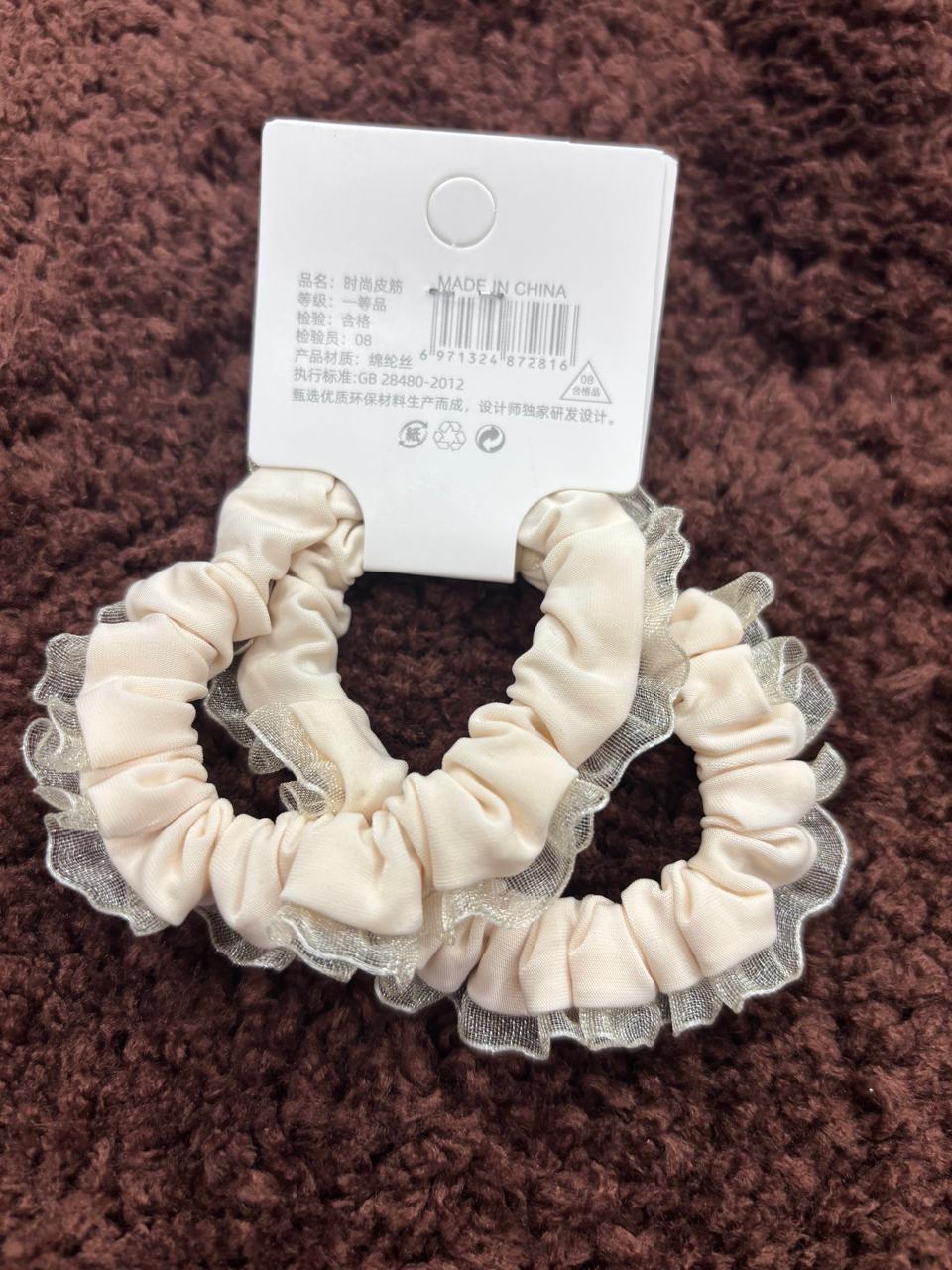 Frill-Trimmed Pair Scrunchies