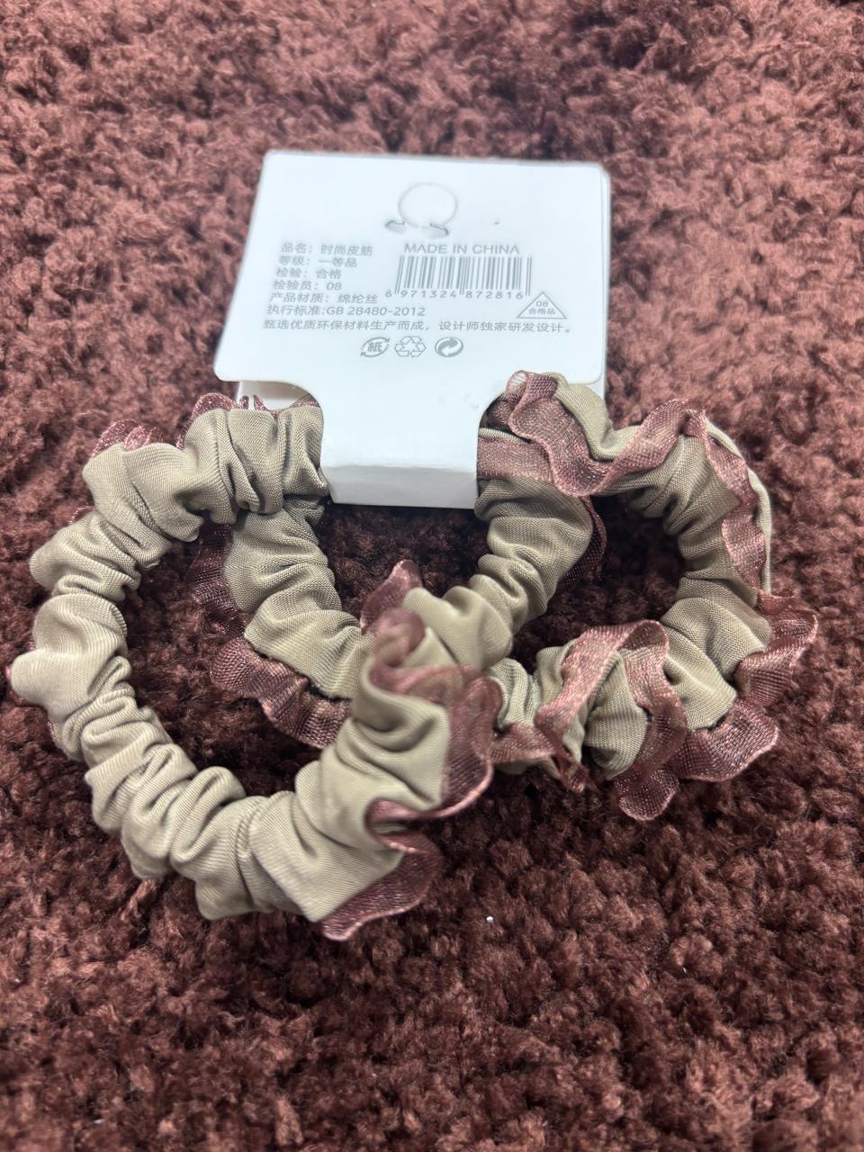 Frill-Trimmed Pair Scrunchies