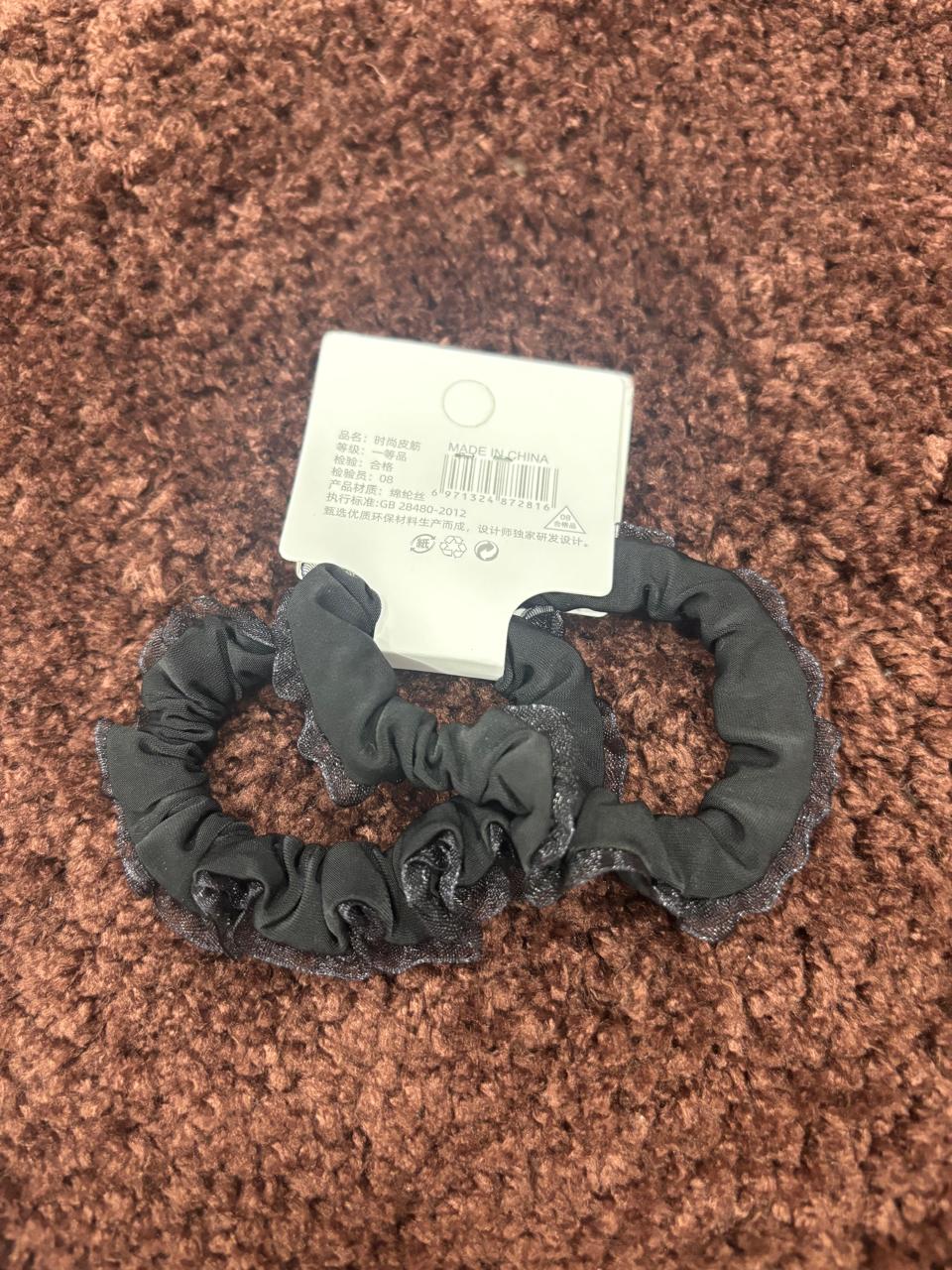 Frill-Trimmed Pair Scrunchies