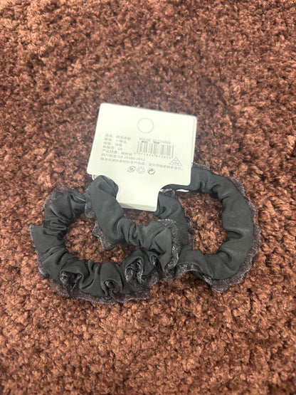 Frill-Trimmed Pair Scrunchies