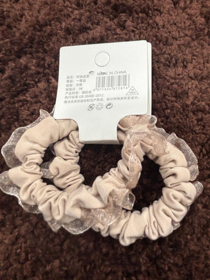 Frill-Trimmed Pair Scrunchies