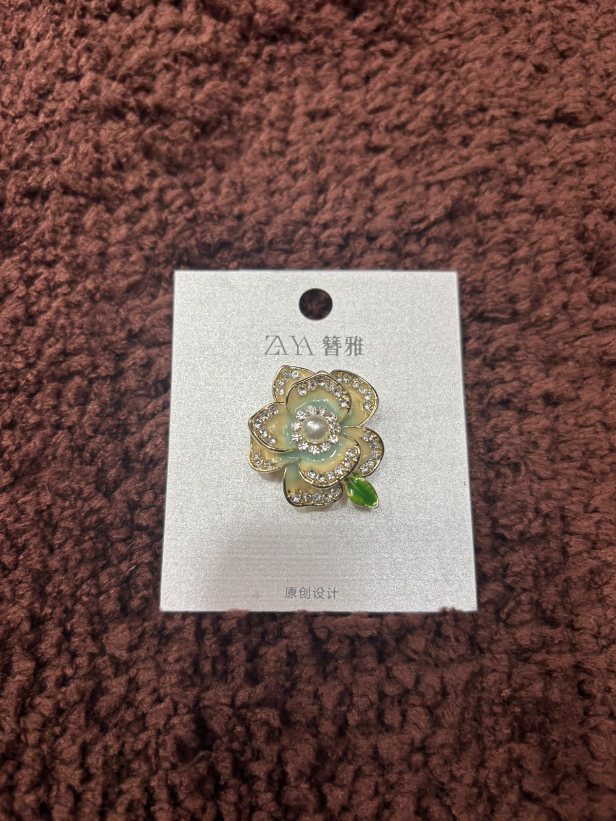 Enamel Camellia Saree Brooch Pin