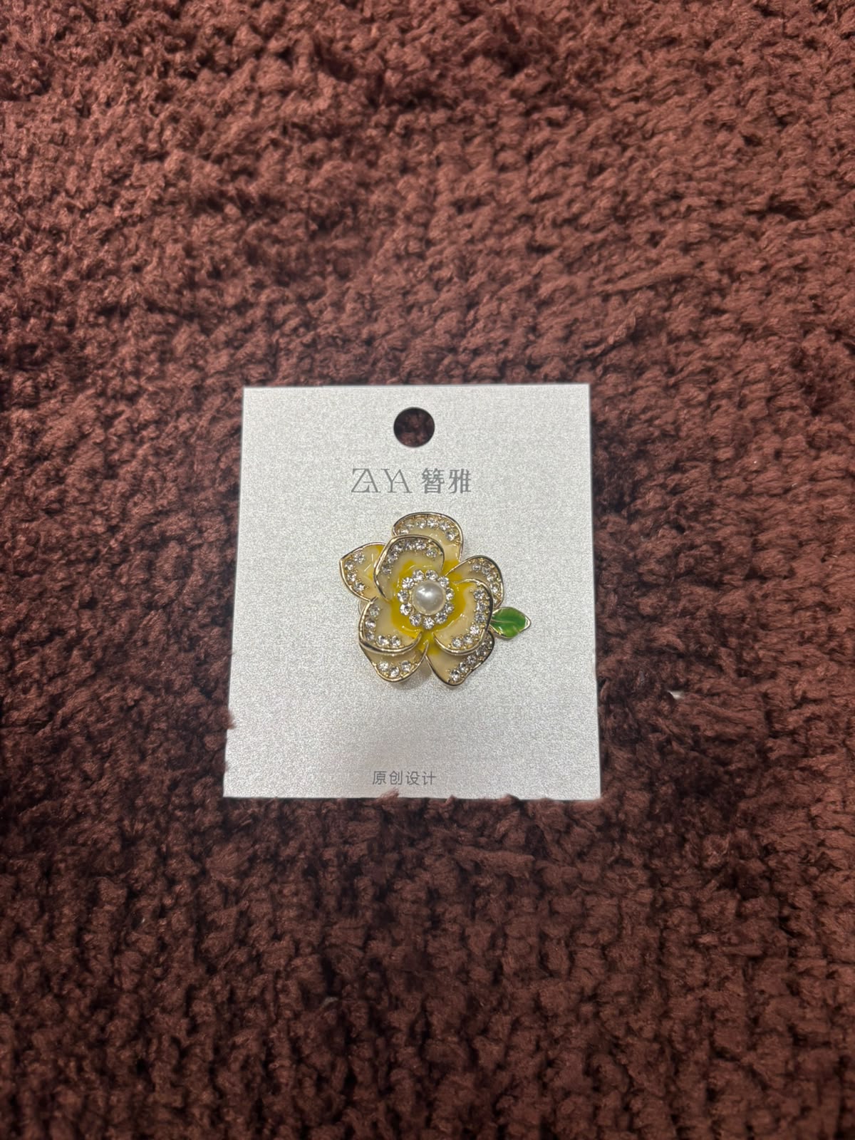 Enamel Camellia Saree Brooch Pin