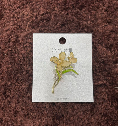 Floral & Butterfly Enamel Brooch