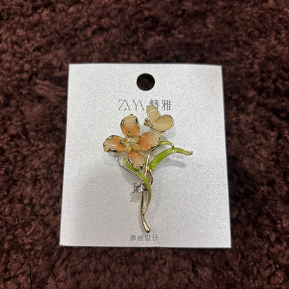 Floral & Butterfly Enamel Brooch