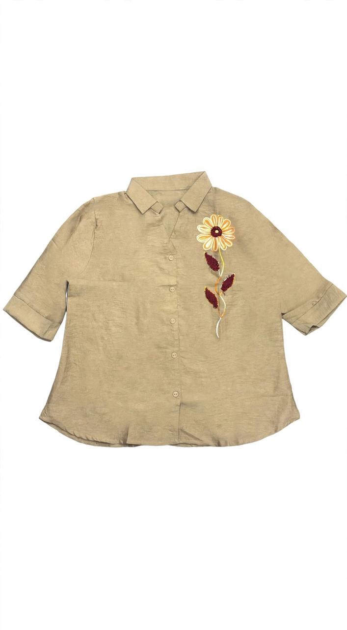 Turritopsis Women Cotton Embroidered Casual Top