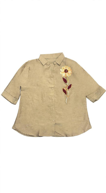Turritopsis Women Cotton Embroidered Casual Top