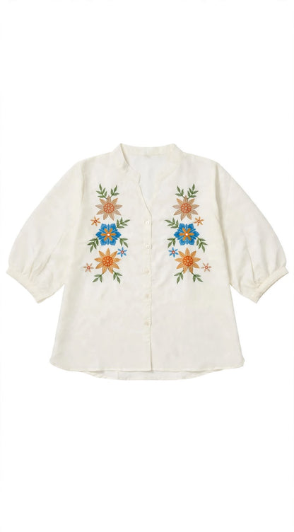 Graceful Flora Embroidered Top
