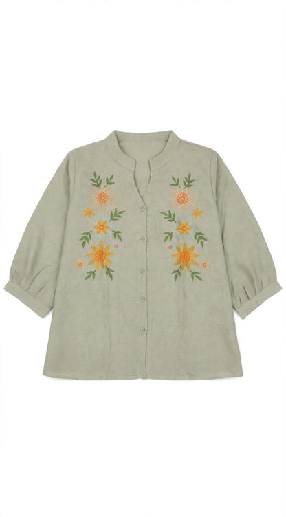 Graceful Flora Embroidered Top