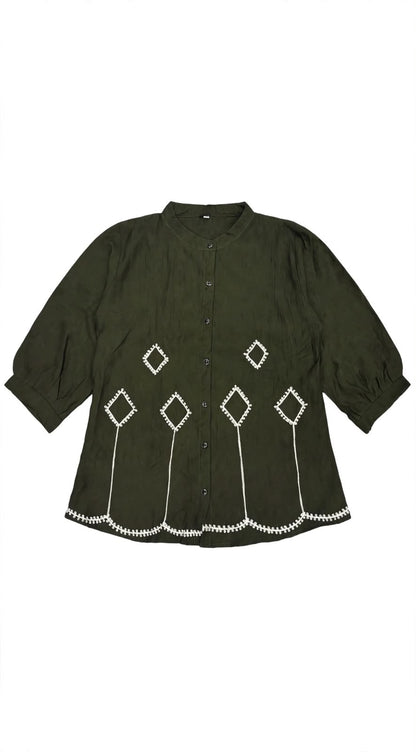 Geometric Oasis Embroidered Blouse