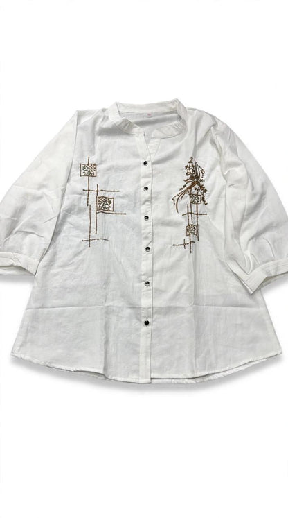 Akkriti by Pantaloons Women Olive Embroidered Tunic Shirt