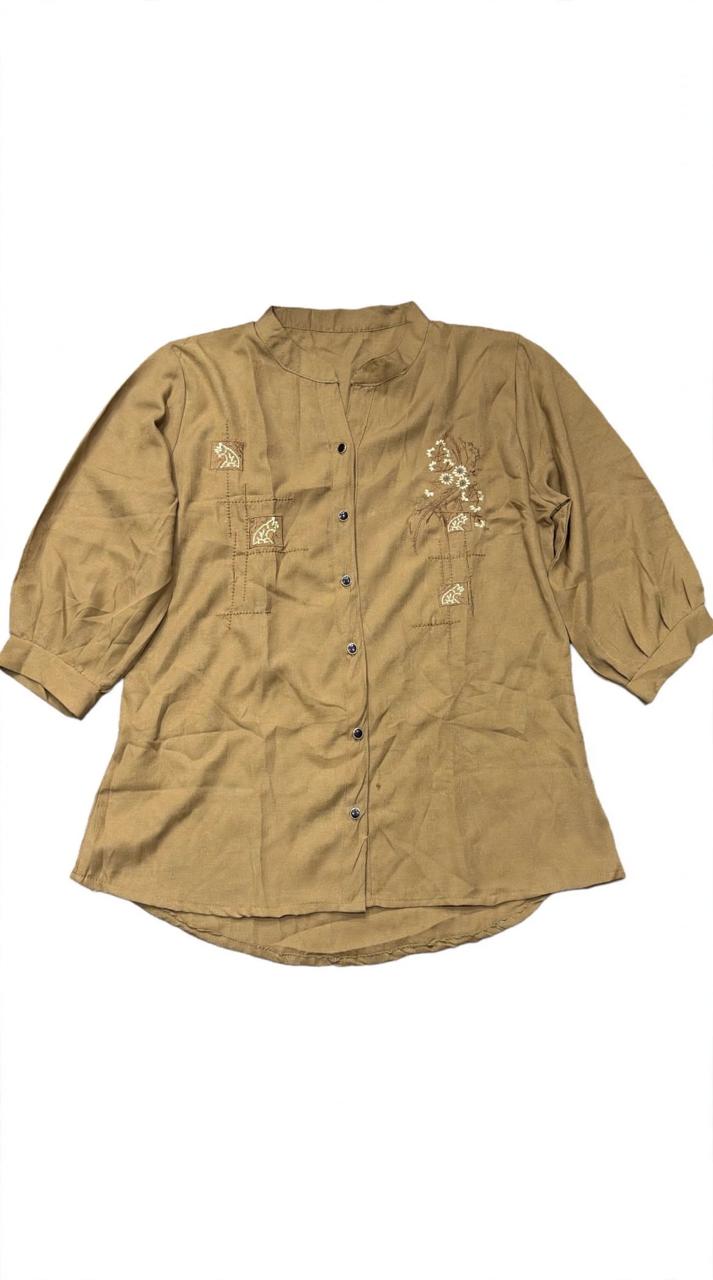 Akkriti by Pantaloons Women Olive Embroidered Tunic Shirt