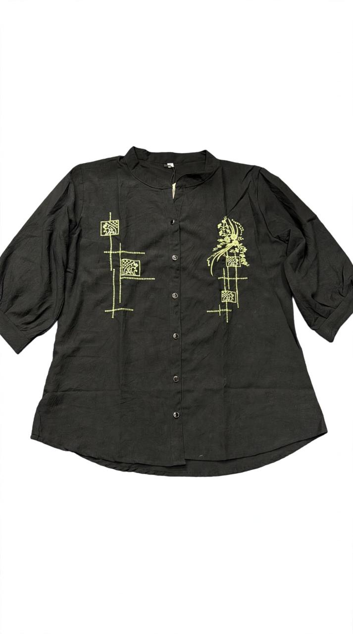 Akkriti by Pantaloons Women Olive Embroidered Tunic Shirt