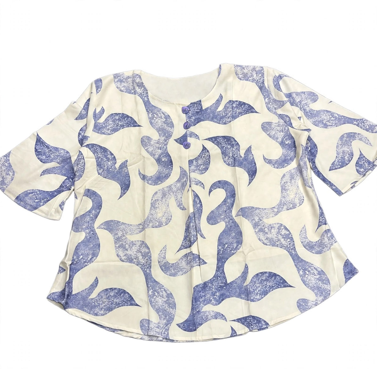 Plus Size Abstract Print Short Tops