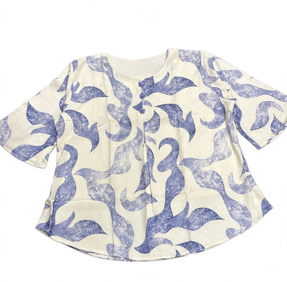 Plus Size Abstract Print Short Tops
