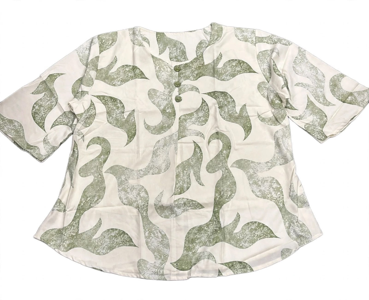 Plus Size Abstract Print Short Tops