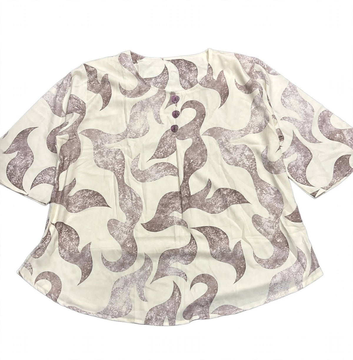 Plus Size Abstract Print Short Tops