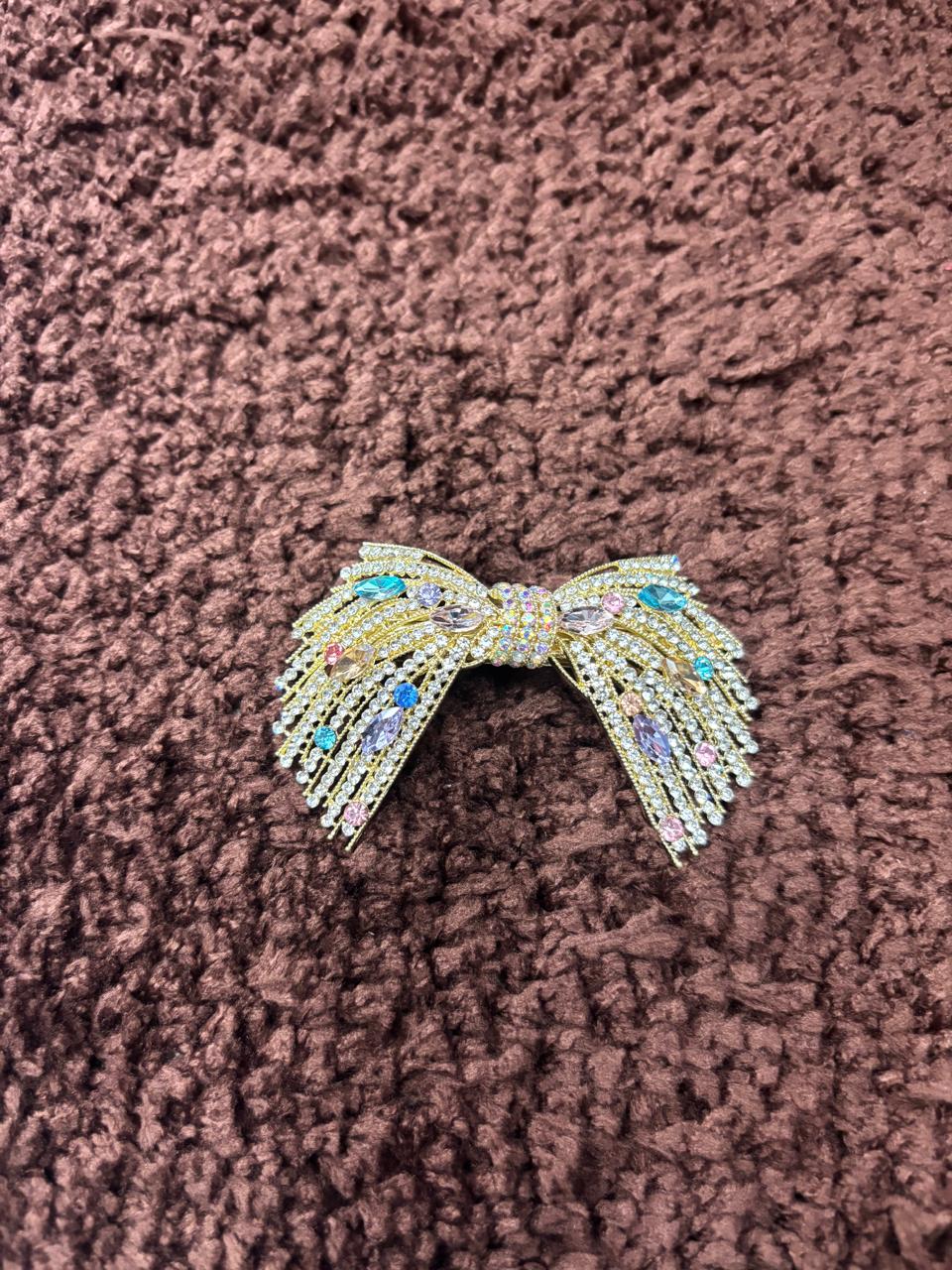 Golden Stone Bow Clips