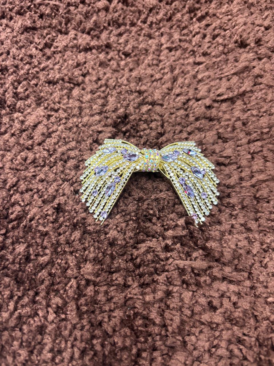 Golden Stone Bow Clips