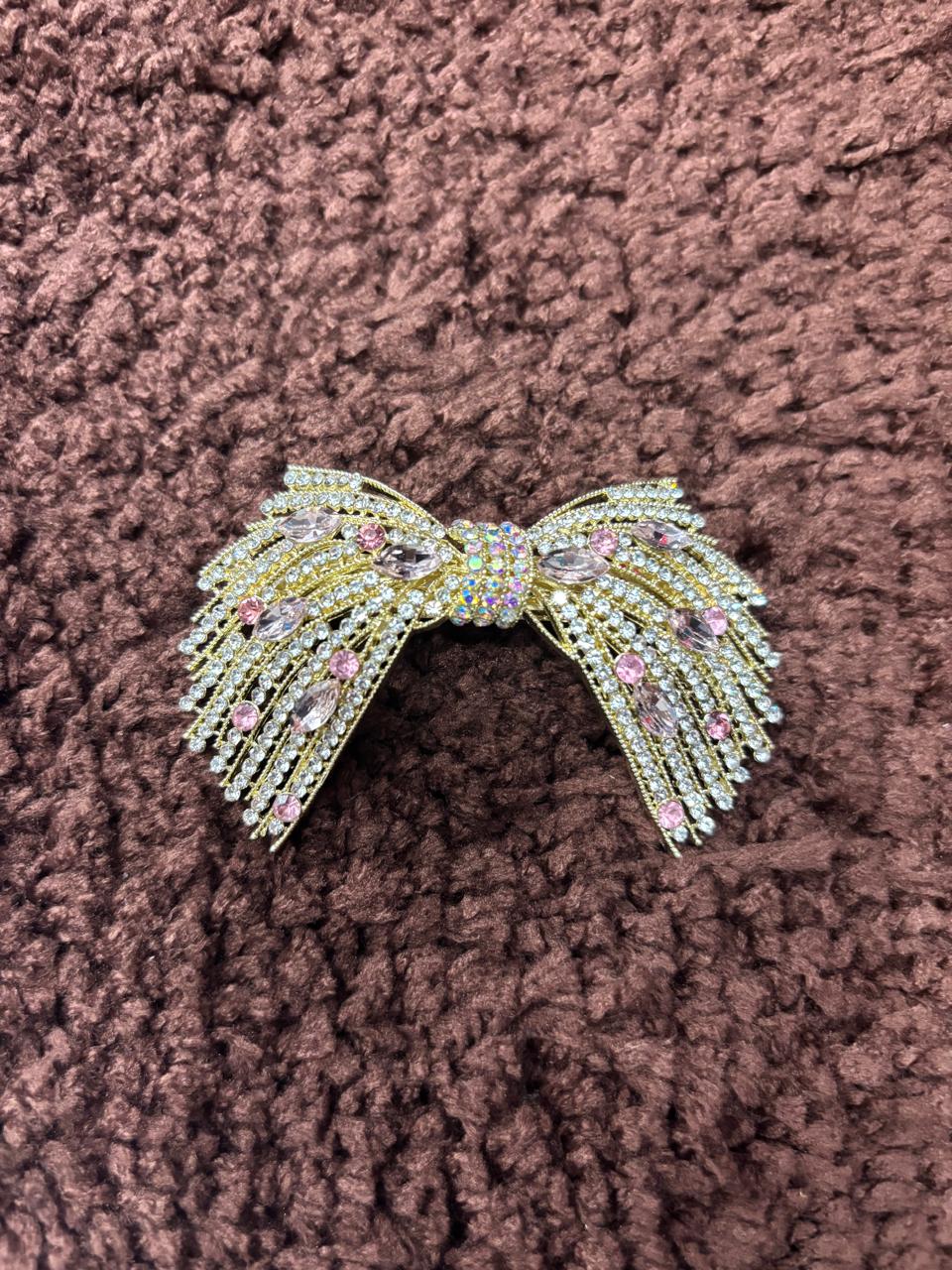 Golden Stone Bow Clips