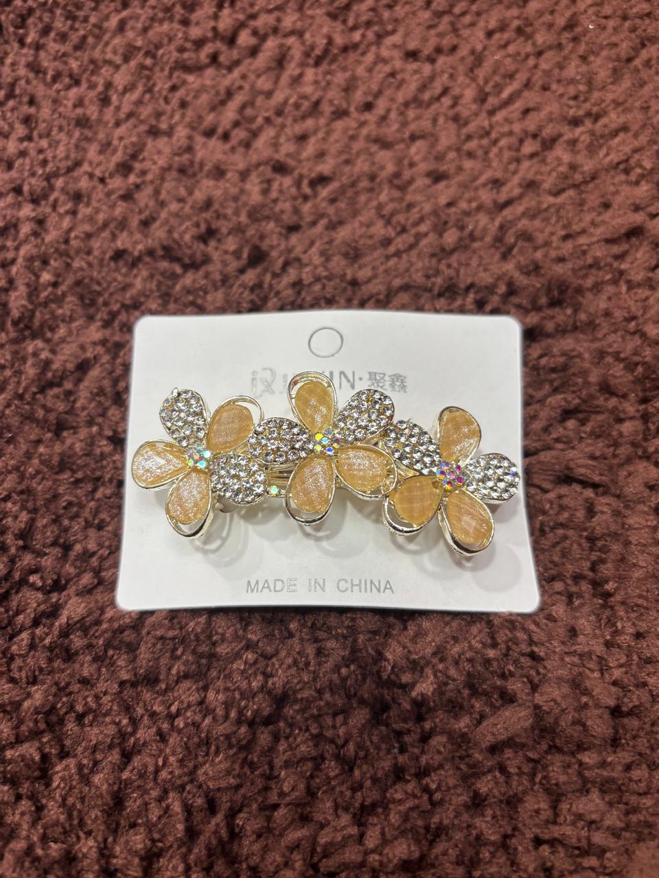 Rhinestone & Enamel Flower Hair Clip