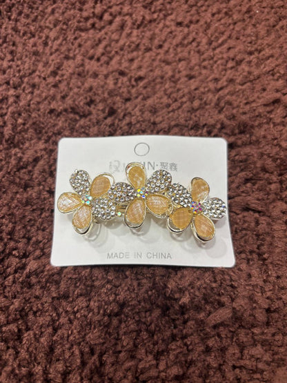 Rhinestone & Enamel Flower Hair Clip