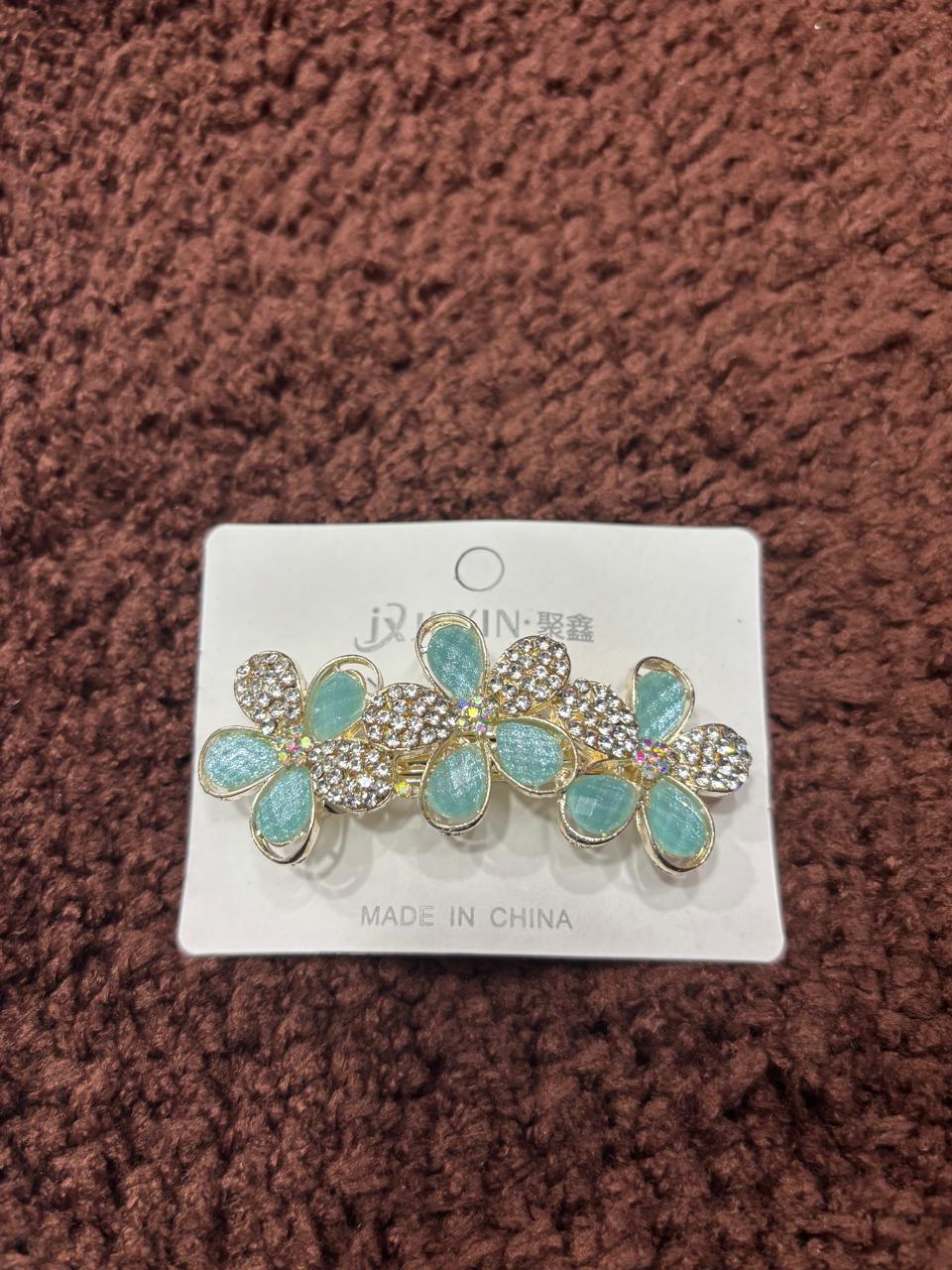 Rhinestone & Enamel Flower Hair Clip