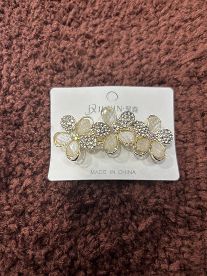 Rhinestone & Enamel Flower Hair Clip