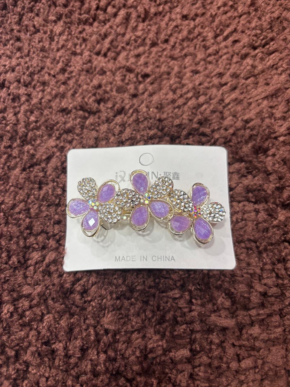 Rhinestone & Enamel Flower Hair Clip
