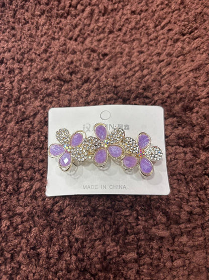 Rhinestone & Enamel Flower Hair Clip